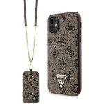 Guess GUHCN61P4TDSCPW Case for iPhone 11 / Xr - Brown Crossbody 4G Metal Logo - (GUE002984-0)