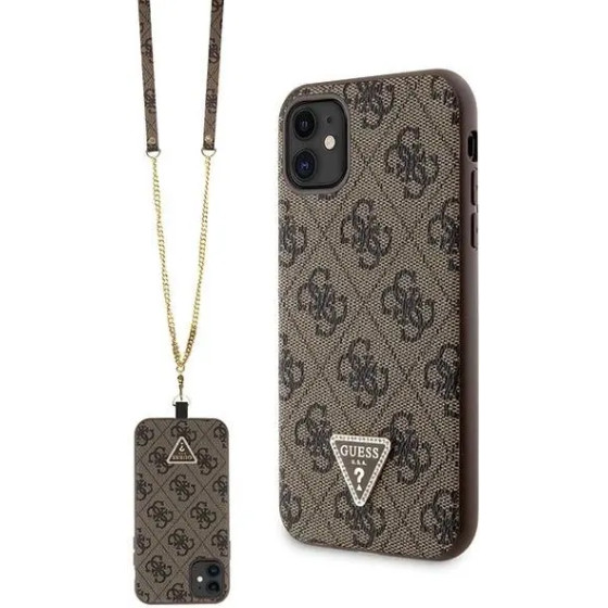 Guess GUHCN61P4TDSCPW Case for iPhone 11 / Xr - Brown Crossbody 4G Metal Logo - (GUE002984-0)
