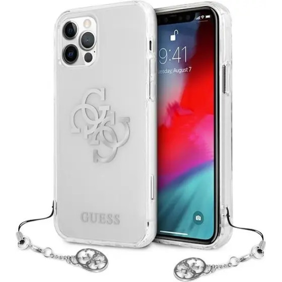 Guess GUHCP12LKS4GSI iPhone 12 Pro Max 6.7 Transparent hardcase 4G Silver Charms Collection - (GUE001351-0)