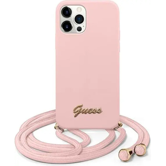 Guess GUHCP12LLSCLMMGLP iPhone 12 Pro Max 6.7 pink/pink hardcase Metal Logo Cord - (GUE001079-0)