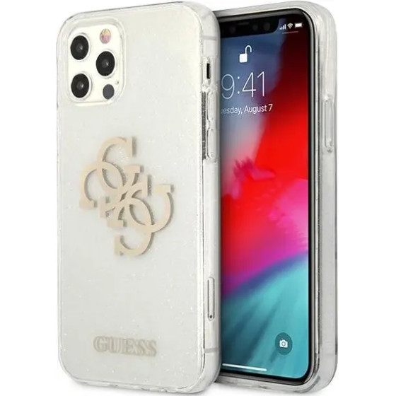 Guess GUHCP12LPCUGL4GTR iPhone 12 Pro Max 6.7 transparent hard case Glitter 4G Big Logo - (GUE001275-0)