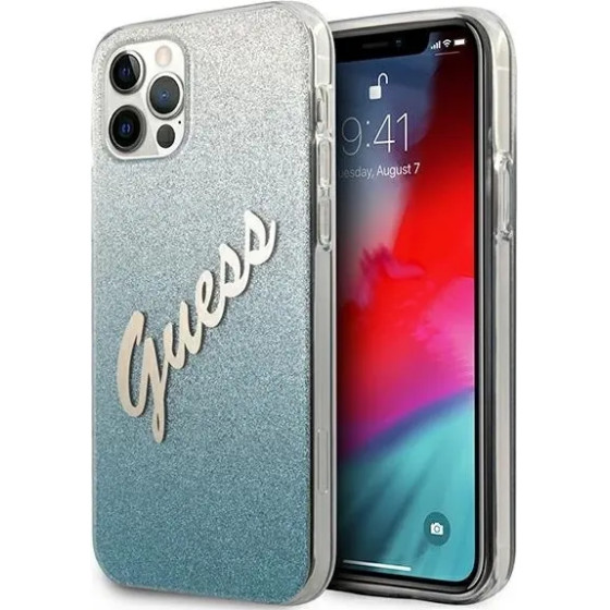 Guess GUHCP12LPCUGLSBL iPhone 12 Pro Max 6.7 blue/blue hardcase Glitter Gradient Script - (GUE001098-0)