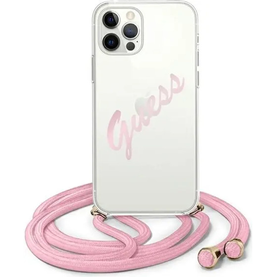 Guess GUHCP12MCRTVSPI iPhone 12/12 Pro 6.1 pink/pink hardcase Script Vintage - (GUE001085-0)