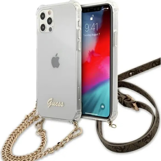 Guess GUHCP12MKC4GSGO iPhone 12/12 Pro 6.1'' Transparent hard case 4G Gold Chain - (GUE001317-0)