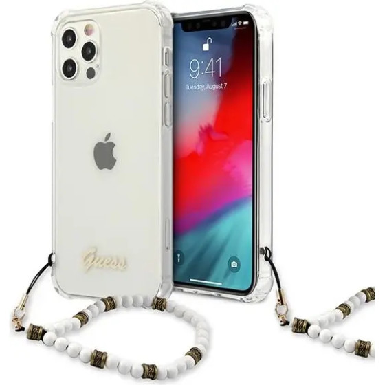 Guess GUHCP12MKPSWH iPhone 12/12 Pro 6.1 Transparent Hardcase White Pearl - (GUE001320-0)