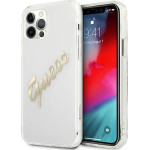 Guess GUHCP12MKTRSVGO iPhone 12/12 Pro 6.1 Transparent hardcase Vintage Script Gold - (GUE001347-0)