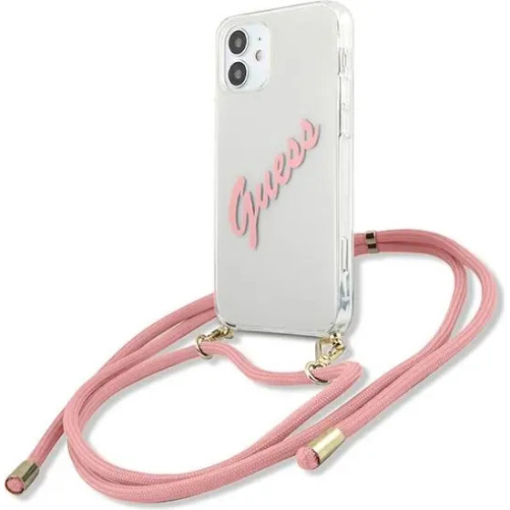 Guess GUHCP12SCRTVSPI iPhone 12 mini 5.4 pink/pink hardcase Script Vintage - (GUE001120-0)
