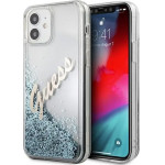 Guess GUHCP12SGLVSBL iPhone 12 mini 5.4 blue/blue hardcase Glitter Vintage Script - (GUE001139-0)