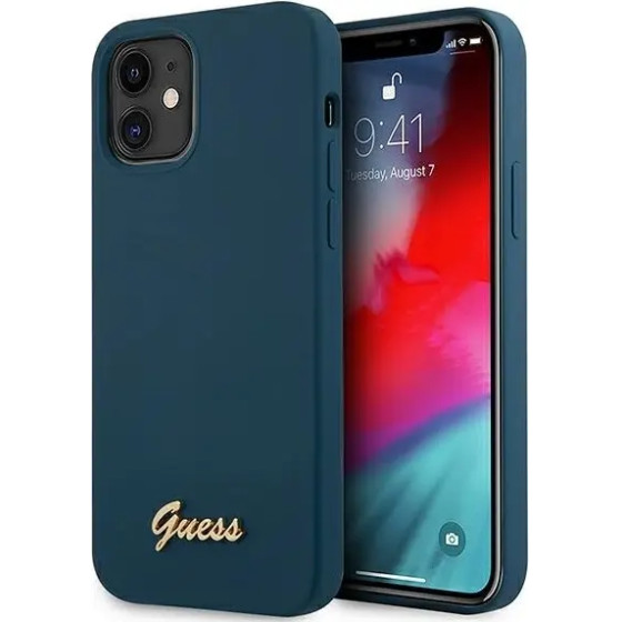 Guess GUHCP12SLSLMGBL iPhone 12 mini 5.4'' blue/blue hardcase Metal Logo Script - (GUE001068-0)