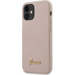 Guess GUHCP12SLSLMGLP iPhone 12 mini 5.4'' light pink/light pink hardcase Silicone Script Gold Logo - (GUE000929-0)