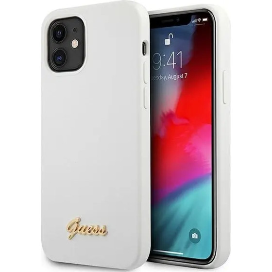 Guess GUHCP12SLSLMGWH iPhone 12 mini 5.4 white/white hardcase Metal Logo Script - (GUE001062-0)