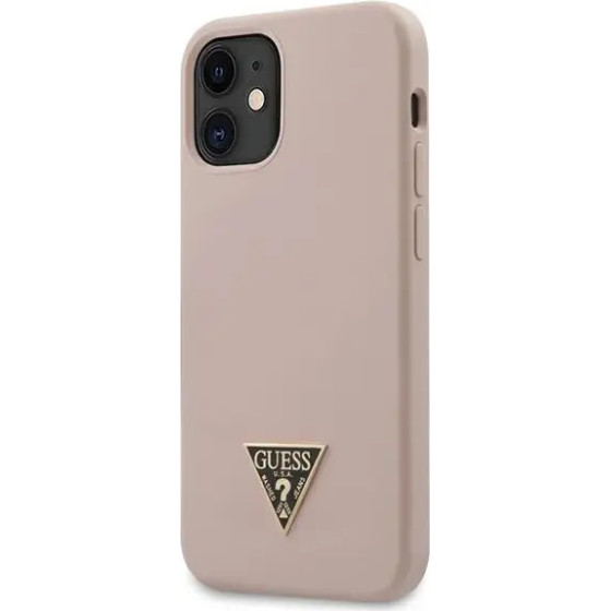 Guess GUHCP12SLSTMLP iPhone 12 mini 5.4'' light pink/light pink hardcase Silicone Triangle Logo - (GUE000919-0)