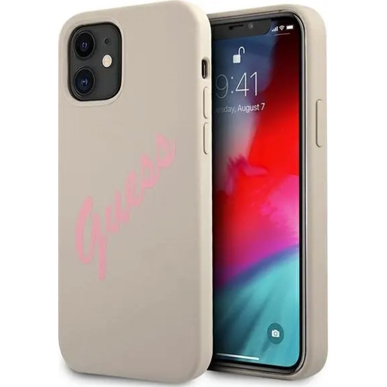 Guess GUHCP12SLSVSGP iPhone 12 mini 5.4 gray pink/grey pink hardcase Silicone Vintage - (GUE001109-0)