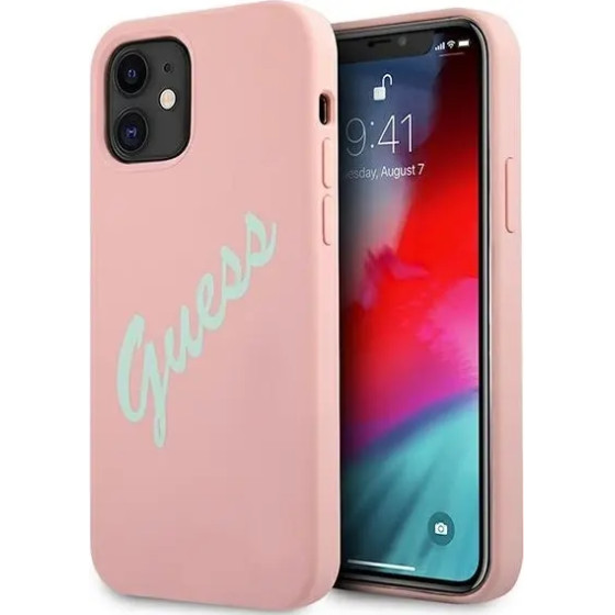 Guess GUHCP12SLSVSPG iPhone 12 mini 5.4 rose green/green pink hardcase Silicone Vintage - (GUE001099-0)