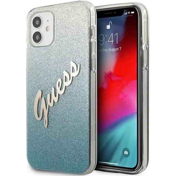 Guess GUHCP12SPCUGLSBL iPhone 12 mini 5.4 blue/blue hardcase Glitter Gradient Script - (GUE001096-0)