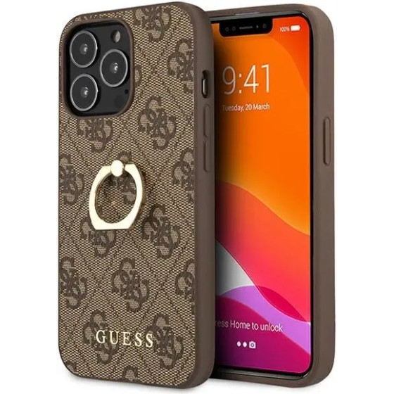 Guess GUHCP13L4GMRBR iPhone 13 Pro / 13 6.1 brown/brown hardcase 4G with ring stand - (GUE001707-0)