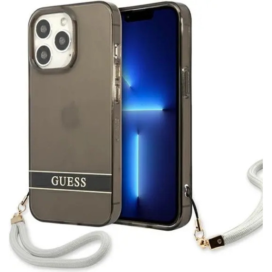 Guess GUHCP13LHTSGSK iPhone 13 Pro / 13 6.1 black/black hardcase Translucent Stap - (GUE001958-0)