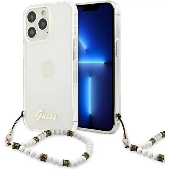 Guess GUHCP13LKPSWH iPhone 13 Pro / 13 6.1 Transparent Hardcase White Pearl - (GUE001787-0)