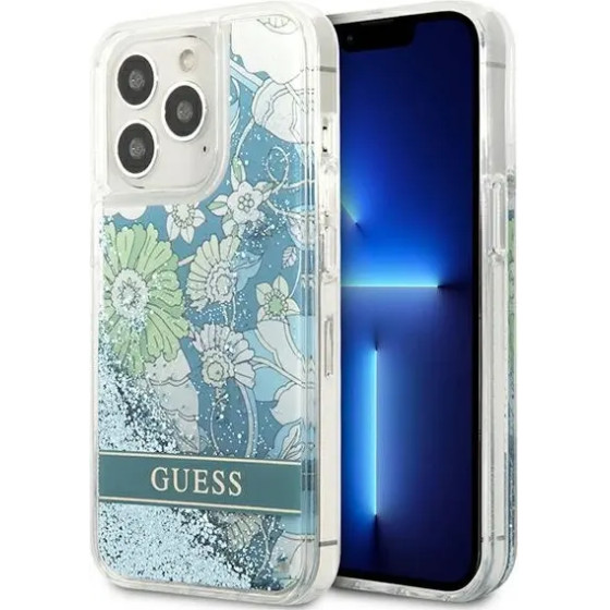Guess GUHCP13LLFLSN iPhone 13 Pro / 13 6.1 green/green hardcase Flower Liquid Glitter - (GUE001954-0)