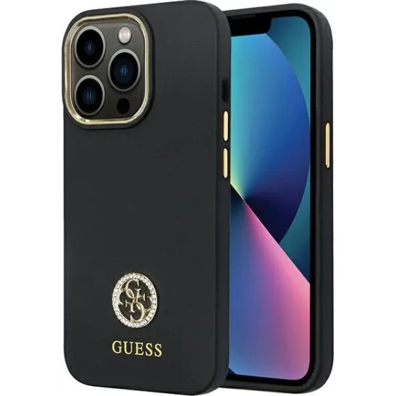 Guess GUHCP13LM4DGPK case for iPhone 13 Pro / 13 - black Silicone Logo Strass 4G - (GUE003041-0)