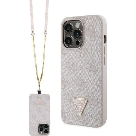 Guess GUHCP13LP4TDSCPP case for iPhone 13 Pro / 13 - pink Crossbody 4G Metal Logo - (GUE002995-0)