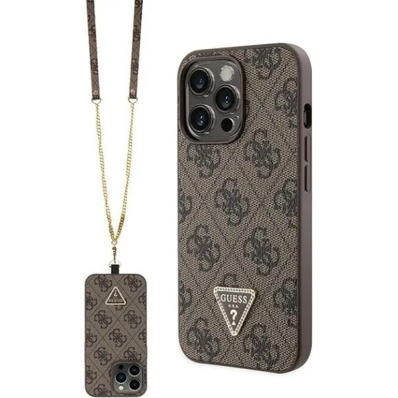 Guess GUHCP13LP4TDSCPW Case for iPhone 13 Pro / 13 - Brown Crossbody 4G Metal Logo - (GUE002987-0)