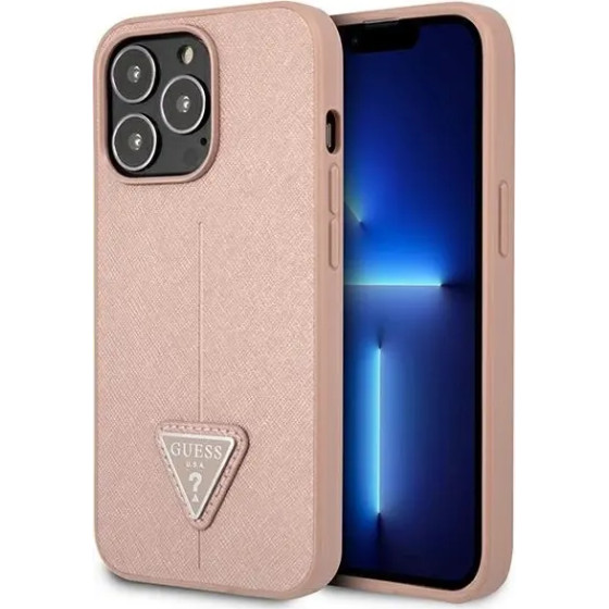 Guess GUHCP13LPSATLP iPhone 13 Pro / 13 6.1 pink/pink hardcase SaffianoTriangle Logo - (GUE001911-0)