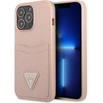 Guess GUHCP13LPSATPP iPhone 13 Pro / 13 6.1 pink / pink hardcase SaffianoTriangle Logo Cardslot - (GUE001975-0)