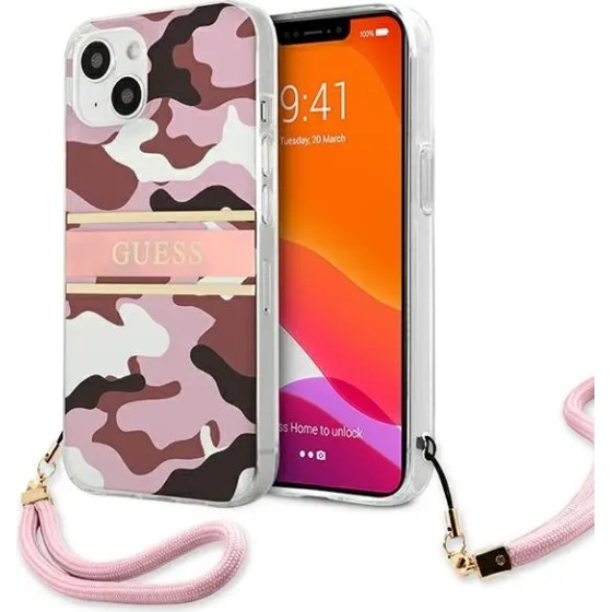Guess GUHCP13MKCABPI iPhone 13 6.1 pink/pink hardcase Camo Strap Collection - (GUE001606-0)