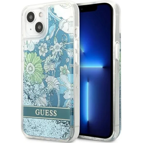 Guess GUHCP13MLFLSN iPhone 13 6.1 green/green hardcase Flower Liquid Glitter - (GUE001953-0)