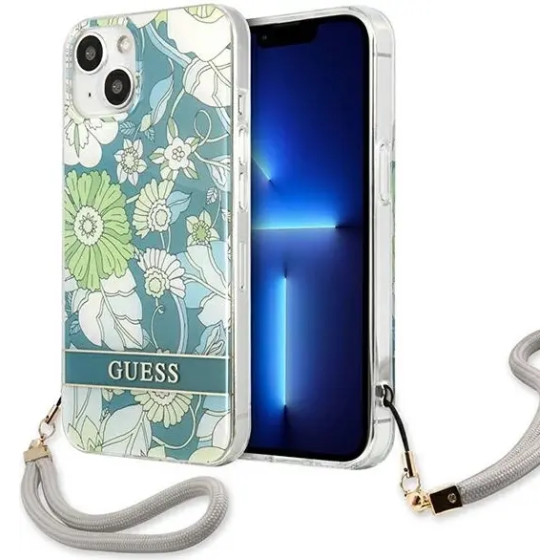 Guess GUHCP13SHFLSN iPhone 13 mini 5.4 green/green hardcase Flower Strap - (GUE001982-0)