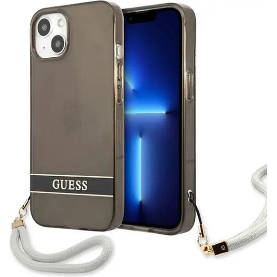 Guess GUHCP13SHTSGSK iPhone 13 mini 5.4 black/black hardcase Translucent Stap - (GUE001956-0)