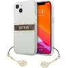 Guess GUHCP13SKB4GBR iPhone 13 mini 5.4'' Transparent hardcase 4G Brown Strap Charm - (GUE001620-0)