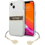 Guess GUHCP13SKB4GBR iPhone 13 mini 5.4'' Transparent hardcase 4G Brown Strap Charm - (GUE001620-0)