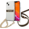 Guess GUHCP13SKC4GBGO iPhone 13 mini 5.4'' Transparent hardcase 4G Brown Strap Gold Chain - (GUE001687-0)