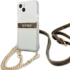 Guess GUHCP13SKC4GBGO iPhone 13 mini 5.4'' Transparent hardcase 4G Brown Strap Gold Chain - (GUE001687-0)