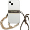 Guess GUHCP13SKC4GBGO iPhone 13 mini 5.4'' Transparent hardcase 4G Brown Strap Gold Chain - (GUE001687-0)