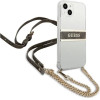 Guess GUHCP13SKC4GBGO iPhone 13 mini 5.4'' Transparent hardcase 4G Brown Strap Gold Chain - (GUE001687-0)
