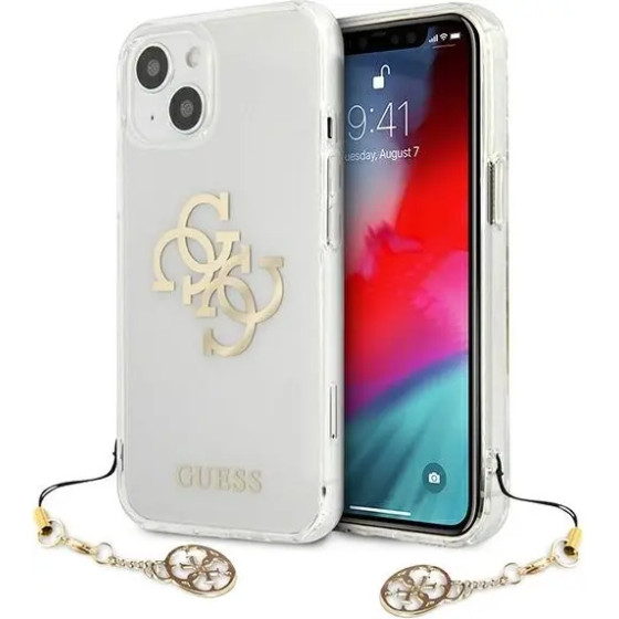 Guess GUHCP13SKS4GGO iPhone 13 mini 5.4 Transparent hardcase 4G Gold Charms Collection - (GUE001648-0)