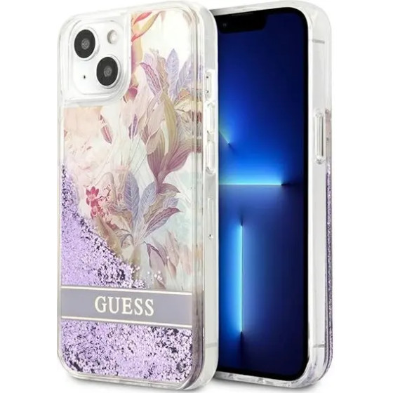 Guess GUHCP13SLFLSU iPhone 13 mini 5.4 purple/purple hardcase Flower Liquid Glitter - (GUE001936-0)