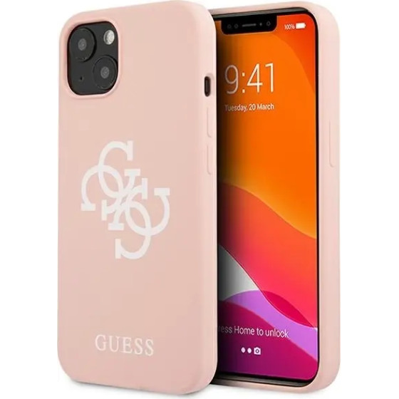Guess GUHCP13SLS4GWPI iPhone 13 mini 5.4 pink/pink hard case Silicone 4G Logo - (GUE001737-0)