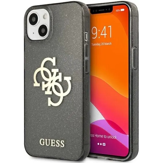 Guess GUHCP13SPCUGL4GBK iPhone 13 mini 5.4 black/black hard case Glitter 4G Big Logo - (GUE001640-0)