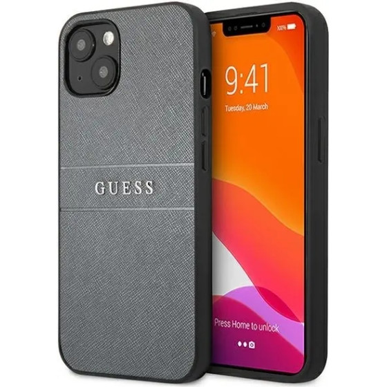 Guess GUHCP13SPSASBGR iPhone 13 mini 5.4 grey/grey Saffiano Strap - (GUE001693-0)