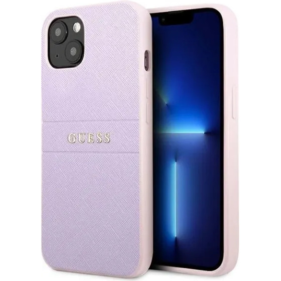 Guess GUHCP13SPSASBPU iPhone 13 mini 5,4 purple / purple Saffiano Hot Stamp & Metal Logo - (GUE002089-0)