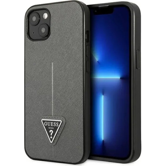 Guess GUHCP13SPSATLG iPhone 13 mini 5,4 silver / silver hardcase SaffianoTriangle Logo - (GUE002085-0)