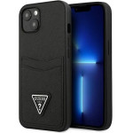 Guess GUHCP13SPSATPK iPhone 13 mini 5,4 black / black hardcase SaffianoTriangle Logo Cardslot - (GUE001969-0)