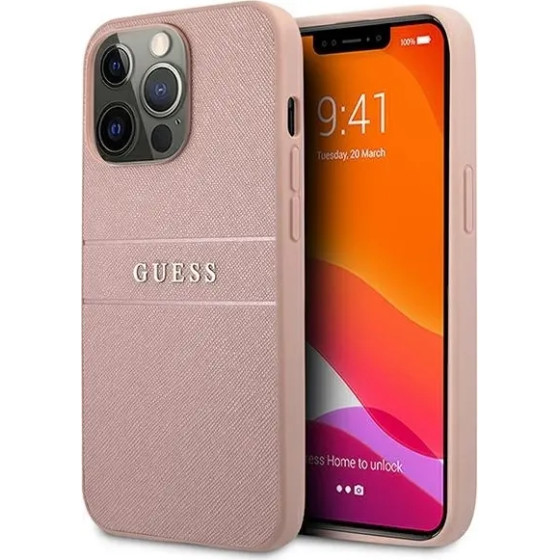Guess GUHCP13XPSASBPI iPhone 13 Pro Max 6.7 pink/pink hardcase Saffiano Stripe - (GUE001482-0)