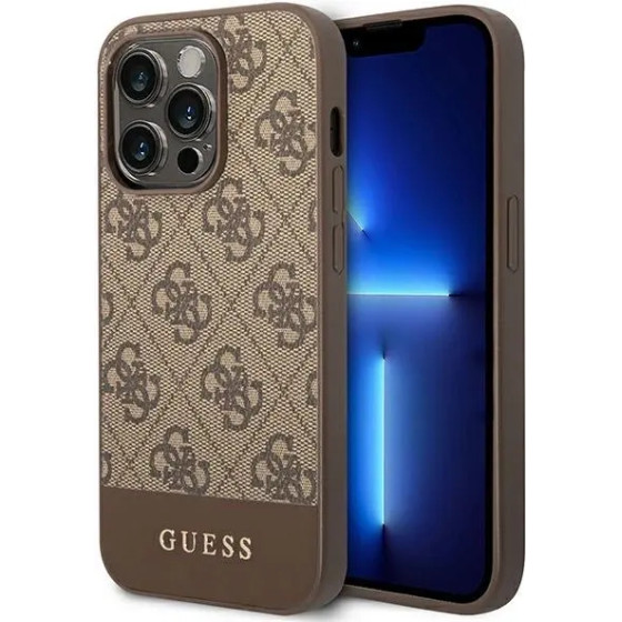 Guess GUHCP14LG4GLBR iPhone 14 Pro 6,1'' brazowy/brown hard case 4G Stripe Collection - (GUE002364-0)