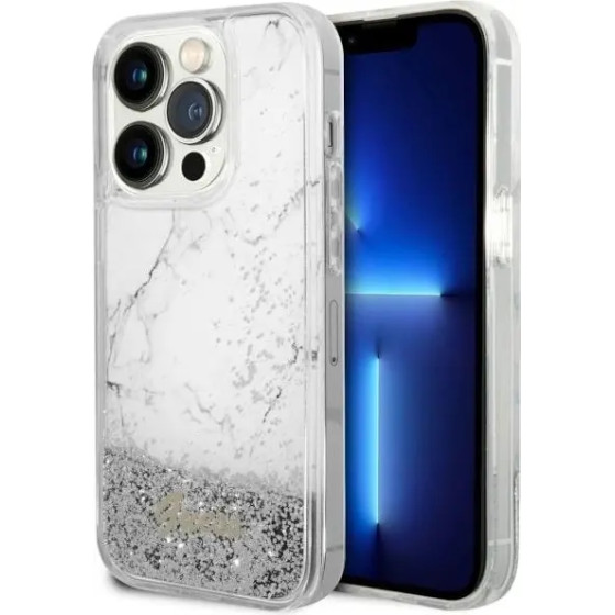 Guess GUHCP14LLCSGSGH iPhone 14 Pro 6.1'' white/white hardcase Liquid Glitter Marble - (GUE002802-0)