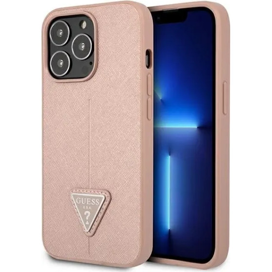 Guess GUHCP14LPSATLP iPhone 14 Pro 6.1 pink / pink hardcase SaffianoTriangle Logo - (GUE002344-0)